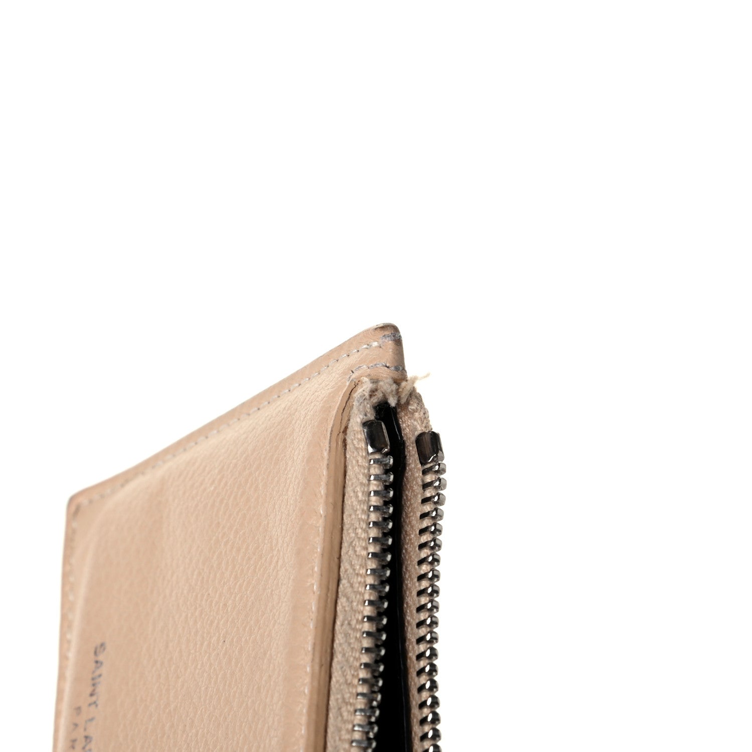 Saint Laurent Grained Calfskin 5 Fragments Zip Pouch Card Holder Nude Powder 7 of 8