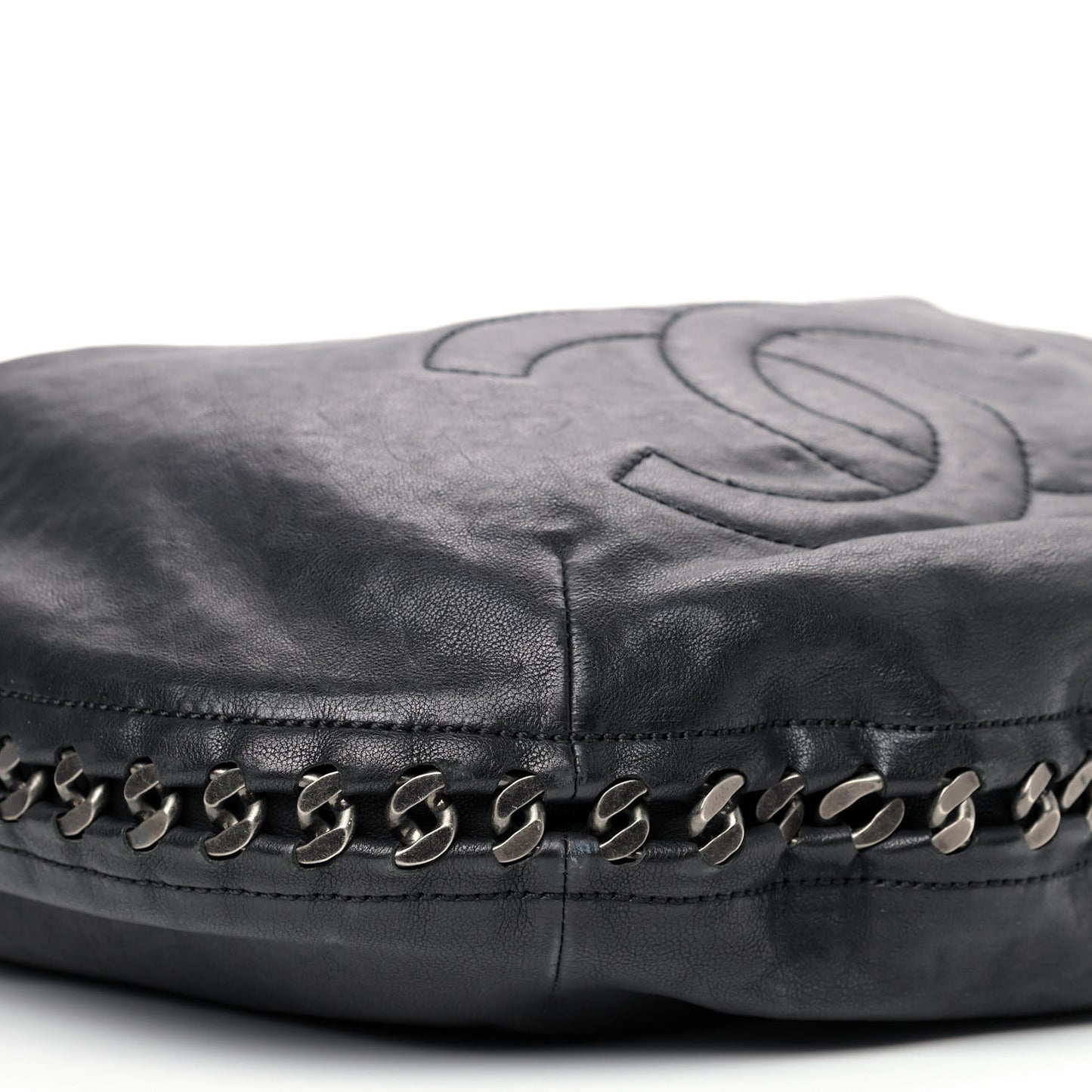 Calfskin Modern Chain Hobo Black