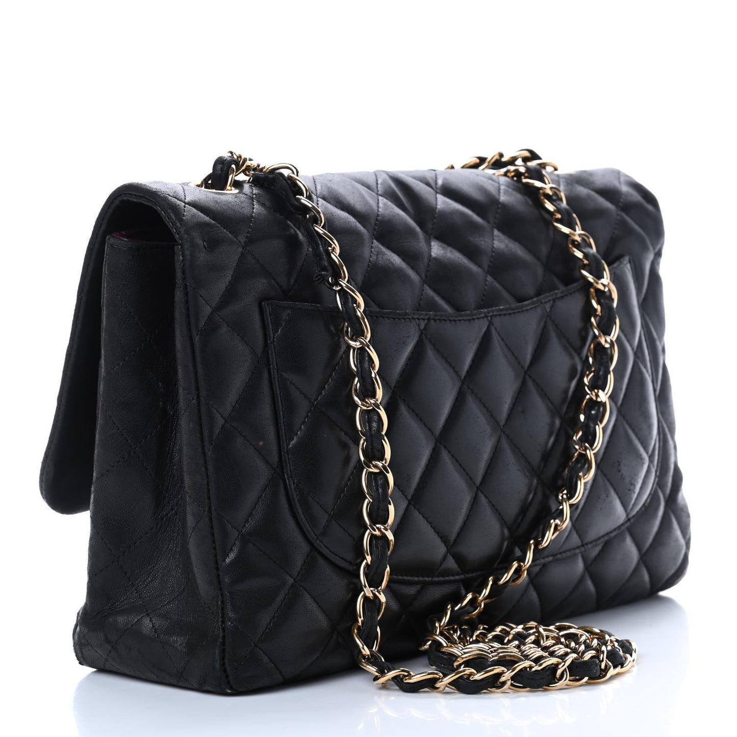 Lambskin Quilted Jumbo Single Flap Black