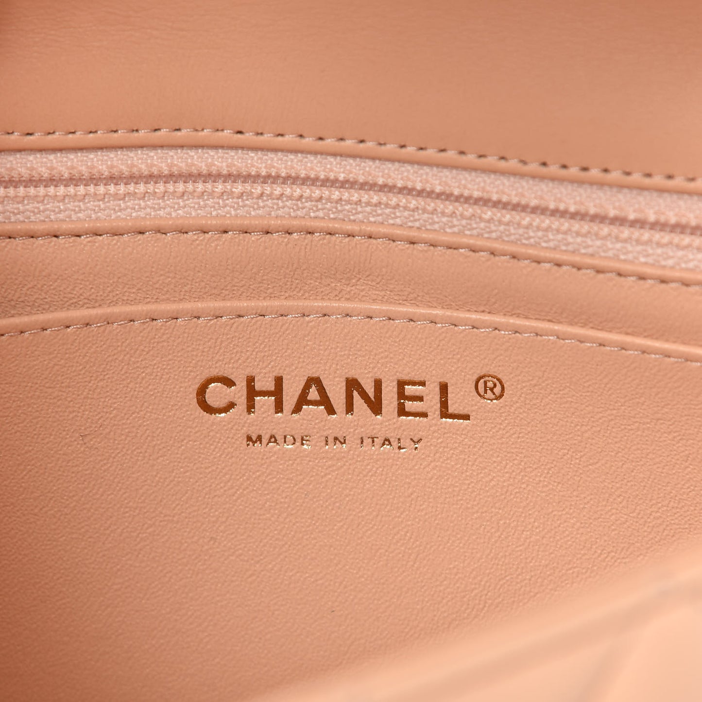 Lambskin Quilted Mini Rectangular Flap Beige