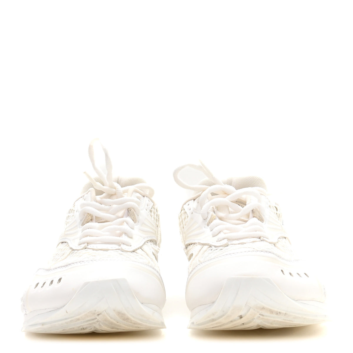 Calfskin Fishnet Fabric Orbit Sneakers 38 White