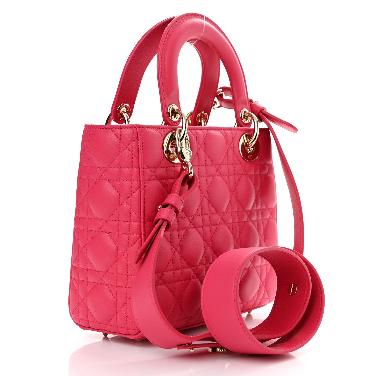 Christian Dior Lambskin Cannage Small My ABCDior Lady Dior Fraise 3 of 9