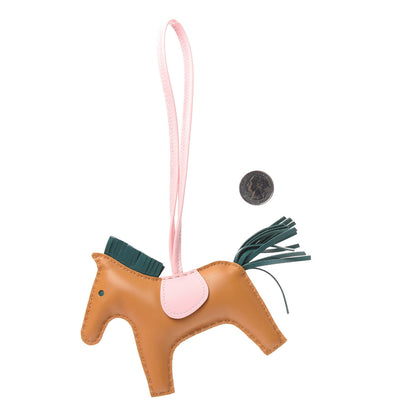 Hermes Milo Lambskin Grigri Rodeo Horse Bag Charm GM Sesame Malachite Rose Sakura 2 of 3