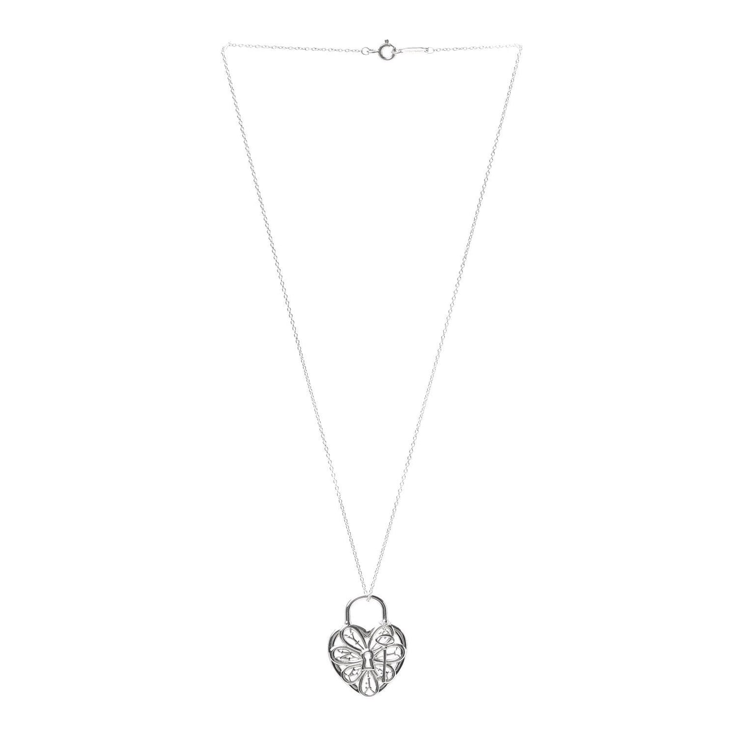 Sterling Silver Filigree Heart Key Pendant Necklace