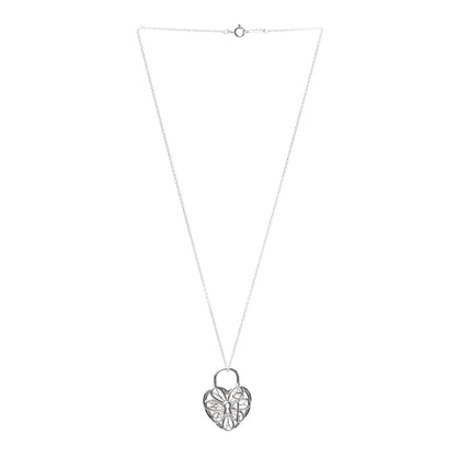 Tiffany Sterling Silver Filigree Heart Key Pendant Necklace 3 of 5