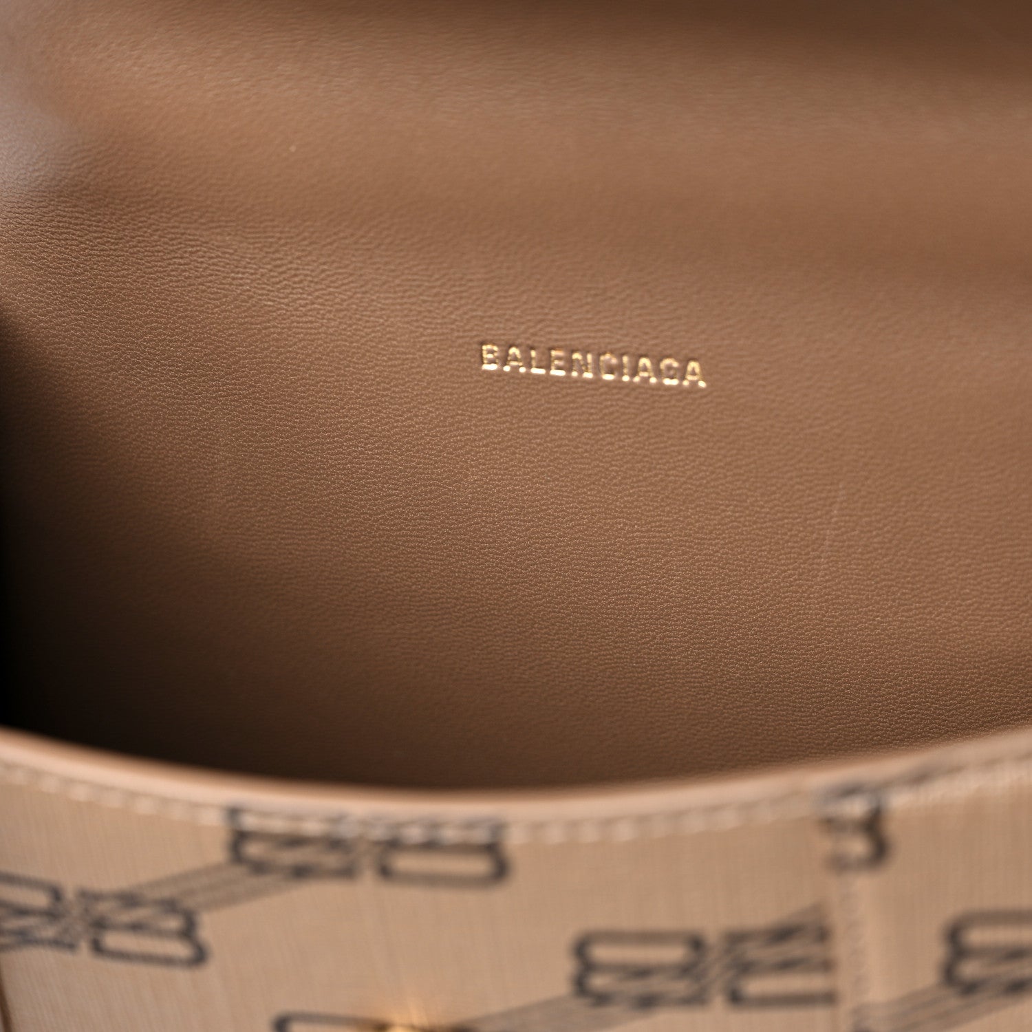 Balenciaga Coated Canvas BB Monogram Hourglass Top Handle Bag XS Beige Brown 14 of 14