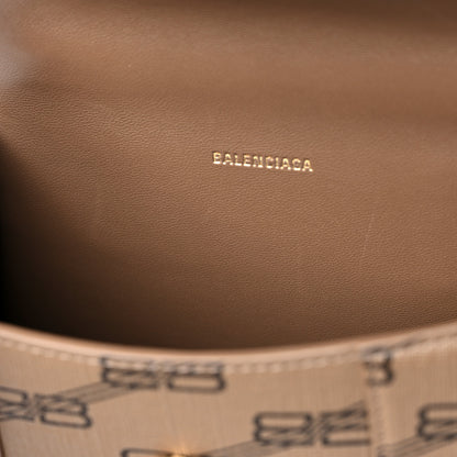 Balenciaga Coated Canvas BB Monogram Hourglass Top Handle Bag XS Beige Brown 14 of 14