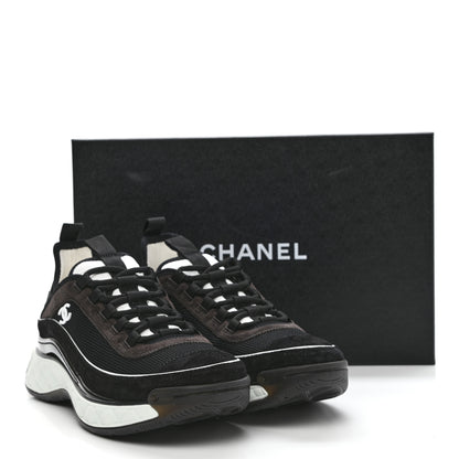 Chanel Fabric Suede CC Sneakers 39 Black Dark Grey 10 of 10