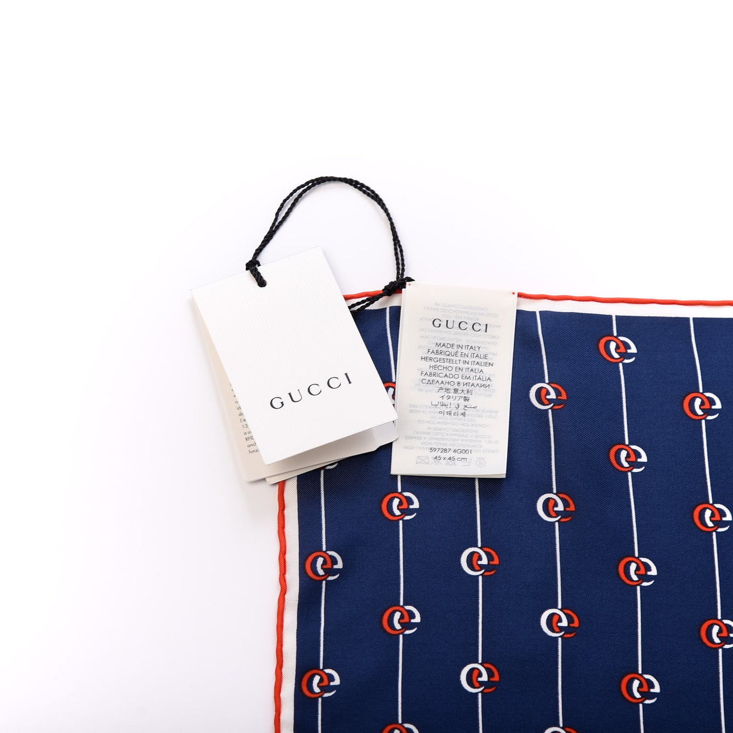 Silk GG Print Scarf Blue Red White