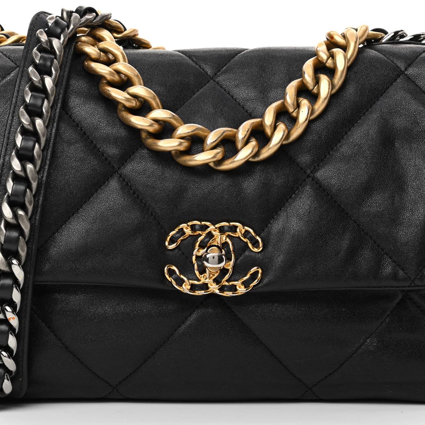 Goatskin Quilted Large Chanel 19 Flap Black