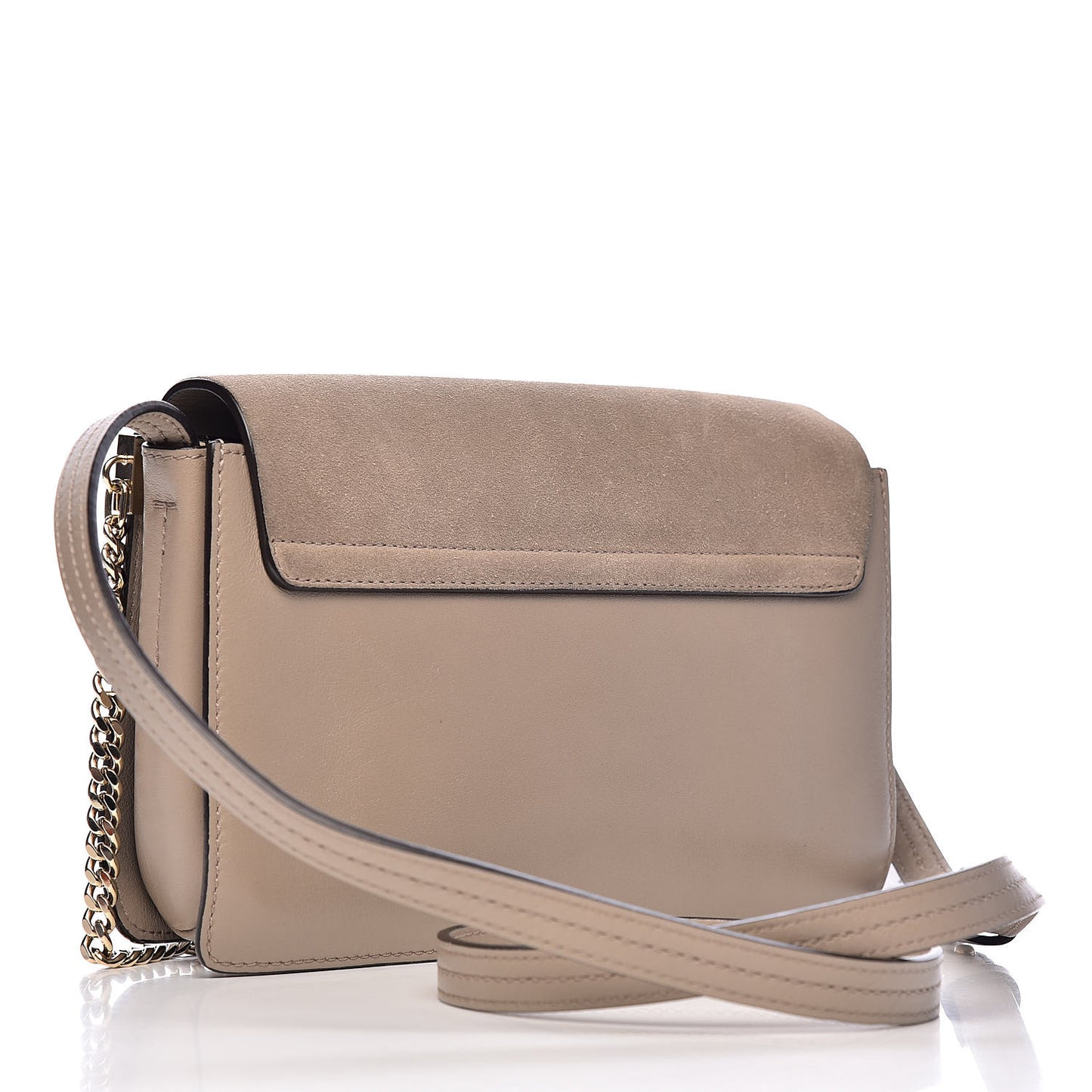 Suede Calfskin Small Faye Shoulder Bag Motty Grey