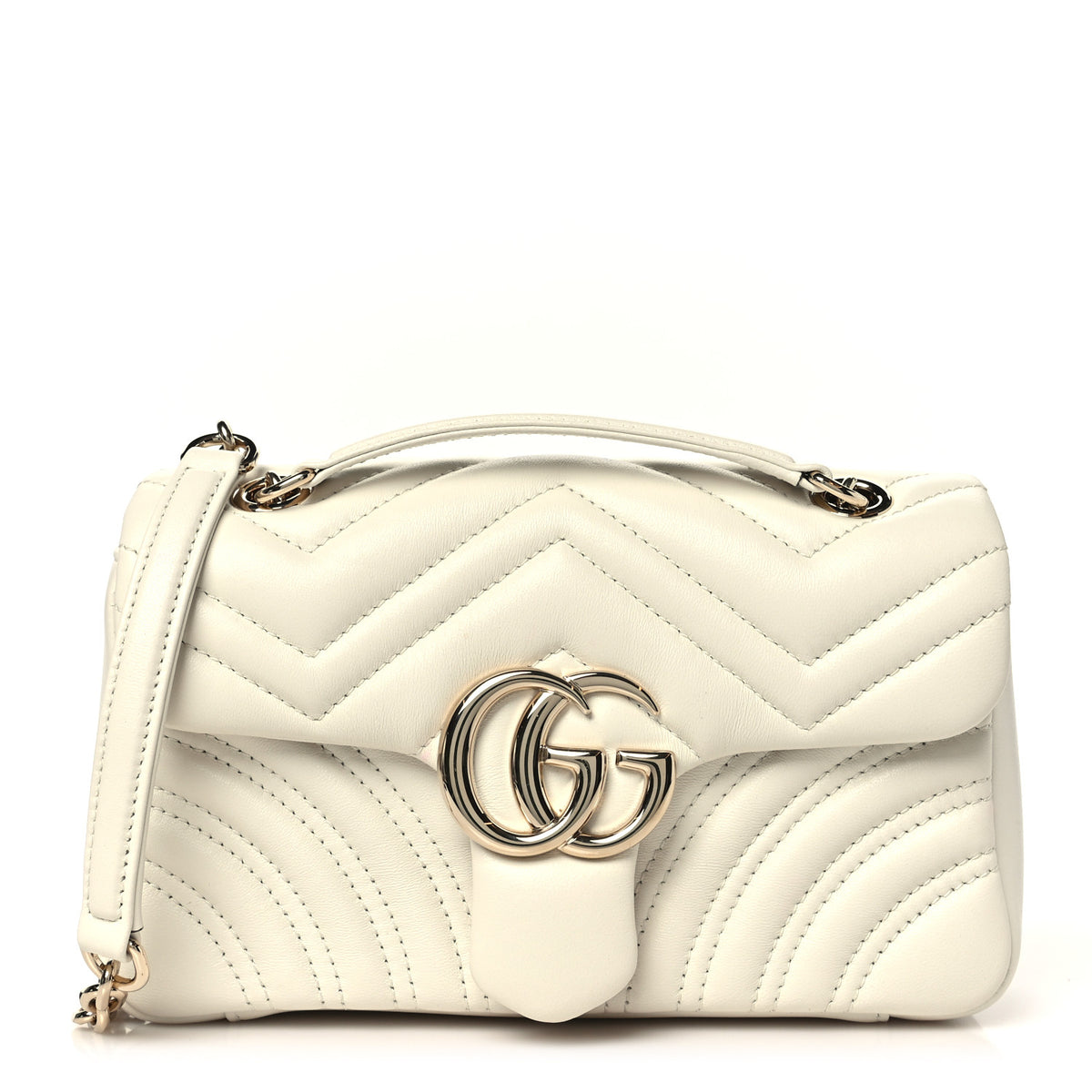 Gucci Lambskin Matelasse Small GG Marmont Shoulder Bag White 1 of 11