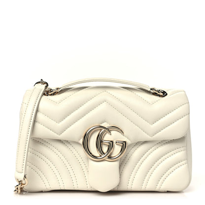 Gucci Lambskin Matelasse Small GG Marmont Shoulder Bag White 1 of 11