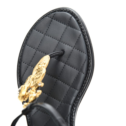 Chanel Calfskin Medallion CC Thong Sandals 38 Black 11 of 17