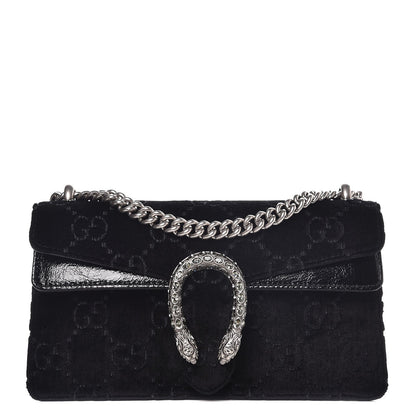 Gucci Velvet Skipper Crystal GG Monogram Small Dionysus Shoulder Bag Black Black Diamond 1 of 7