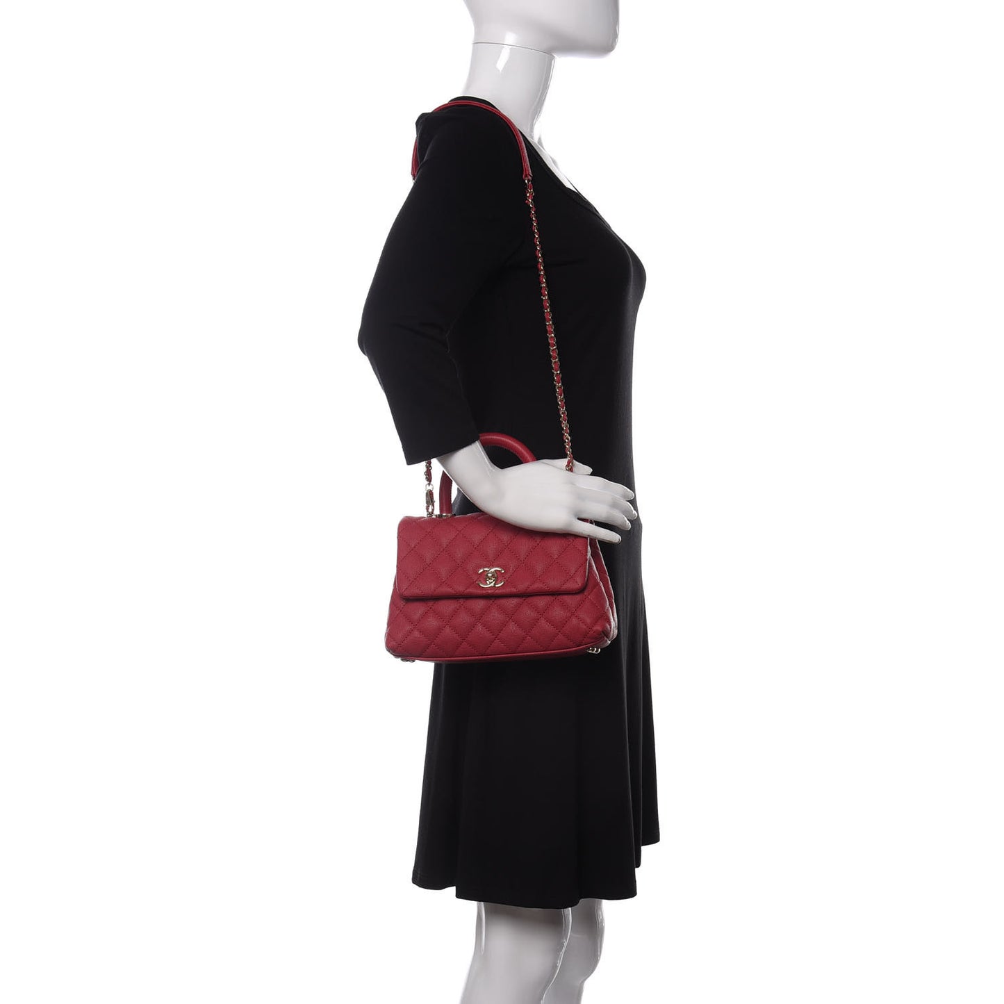 Caviar Quilted Mini Coco Handle Flap Fuchsia