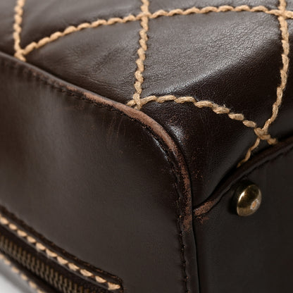 Chanel Calfskin Contrast Stitch Surpique Bowler Dark Brown 9 of 12