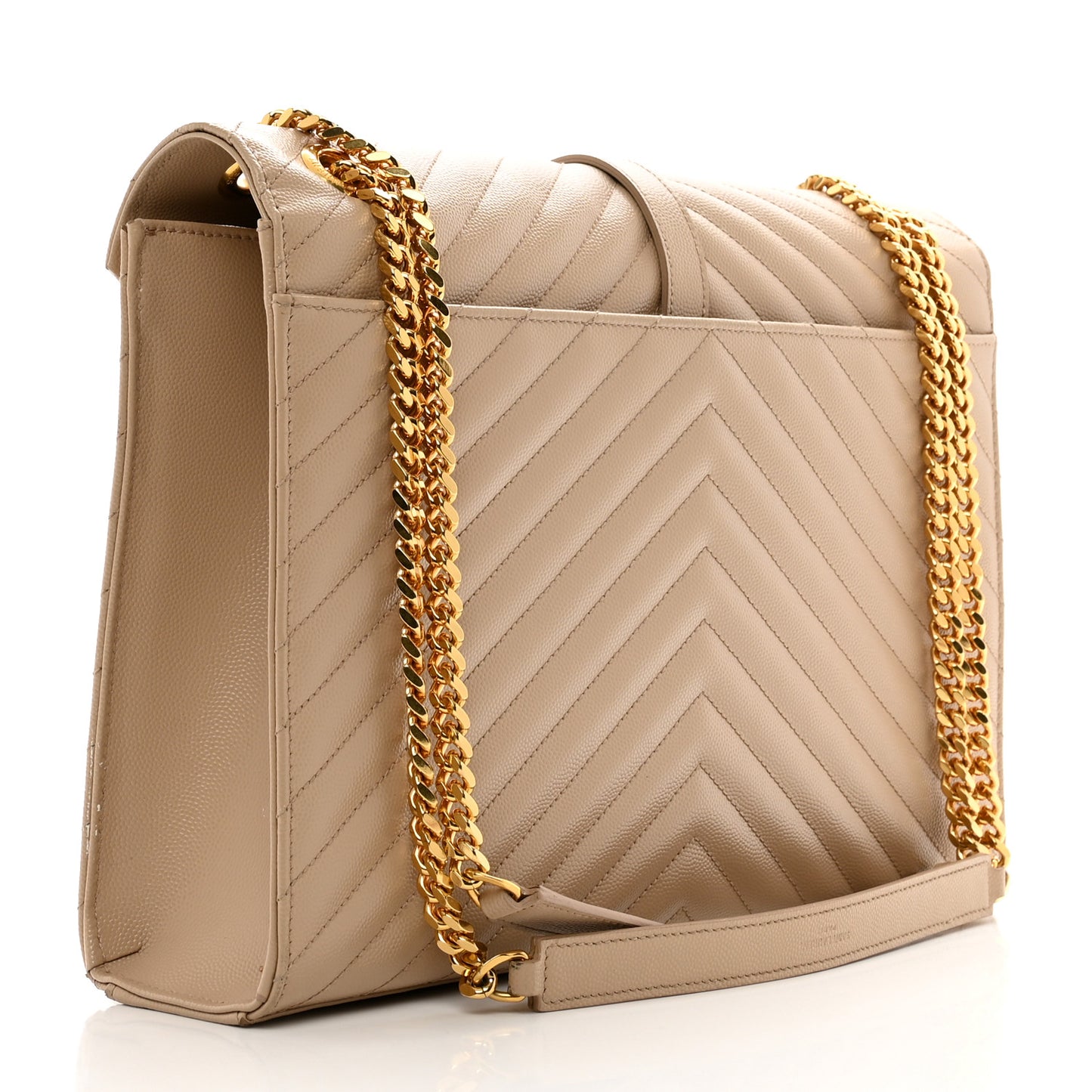 Grain De Poudre Matelasse Chevron Large Monogram Satchel Dark Beige