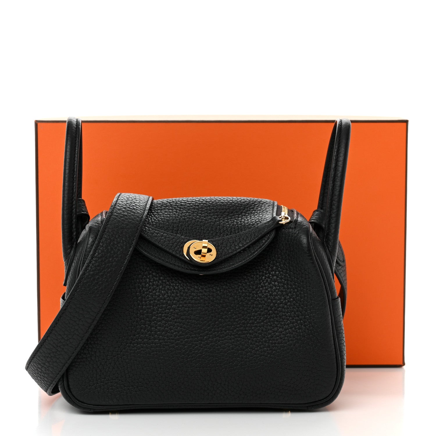 Hermes Taurillon Clemence Mini Lindy 20 Black 17 of 17