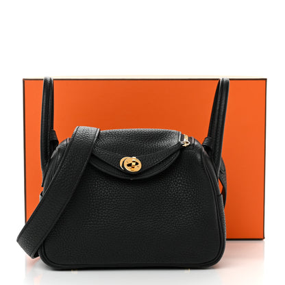 Hermes Taurillon Clemence Mini Lindy 20 Black 17 of 17
