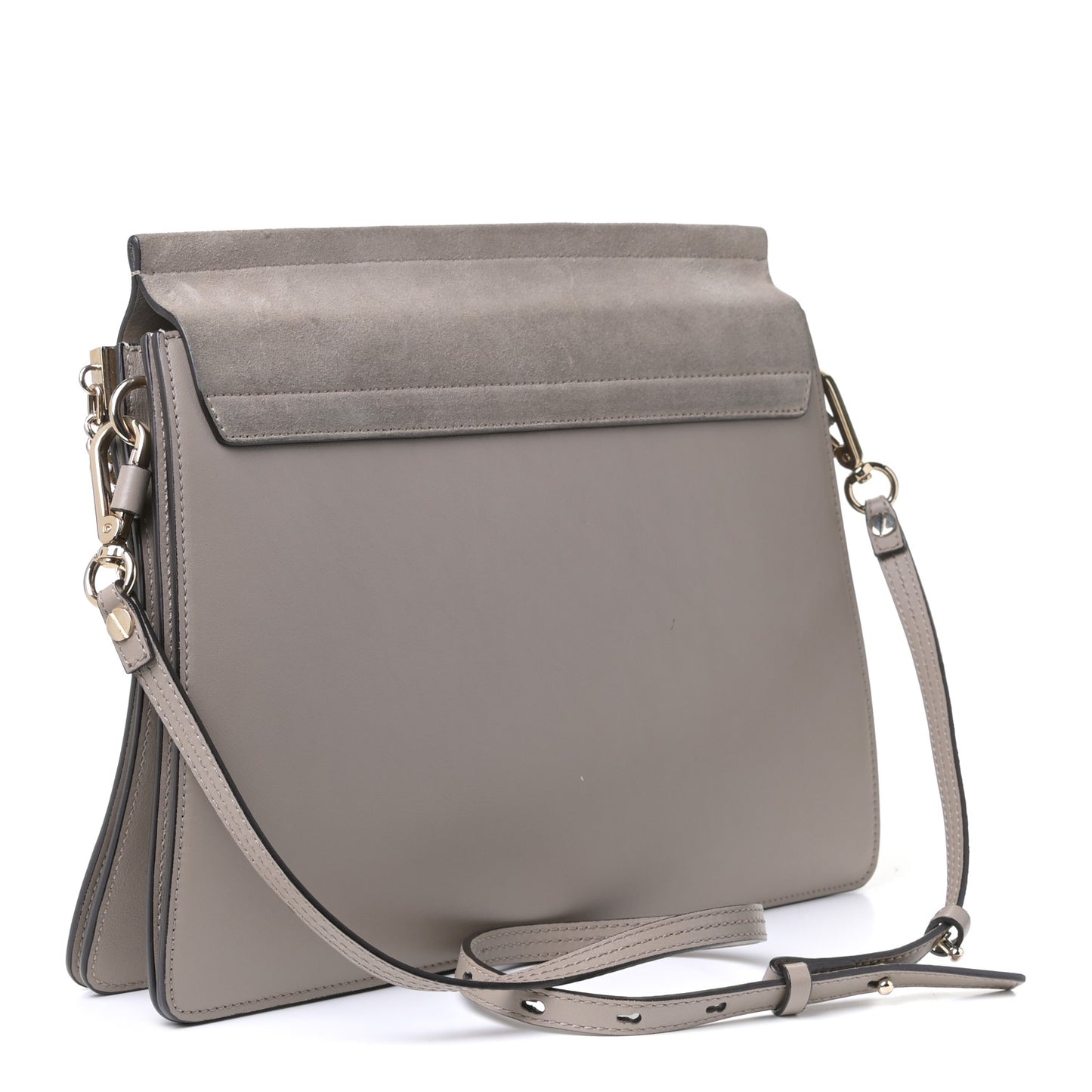 Calfskin Suede Medium Faye Shoulder Bag Motty Grey