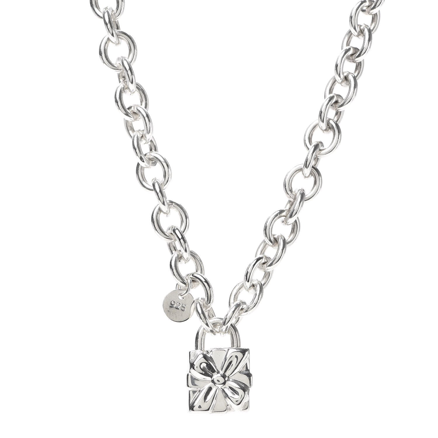 Tiffany Sterling Silver Gift Box Charm Choker Necklace 1 of 8