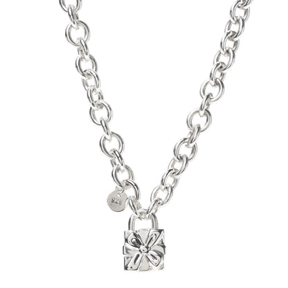 Tiffany Sterling Silver Gift Box Charm Choker Necklace 1 of 8
