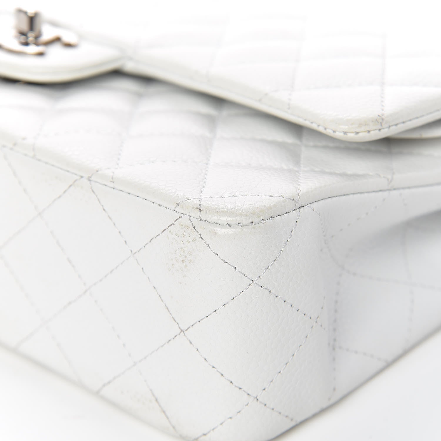 Chanel Caviar Quilted Medium Double Flap White 9 of 19