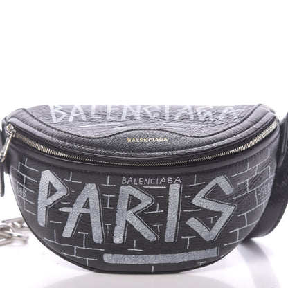 Balenciaga Agneau Arena Graffiti All Over XXS Souvenir Belt Bag Black White 10 of 10