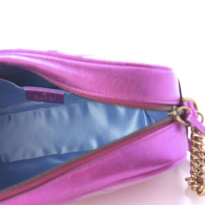 Gucci Laminated Nappa Matelasse Small GG Marmont Chain Shoulder Bag Fuxia Rosso Rosa 5 of 10
