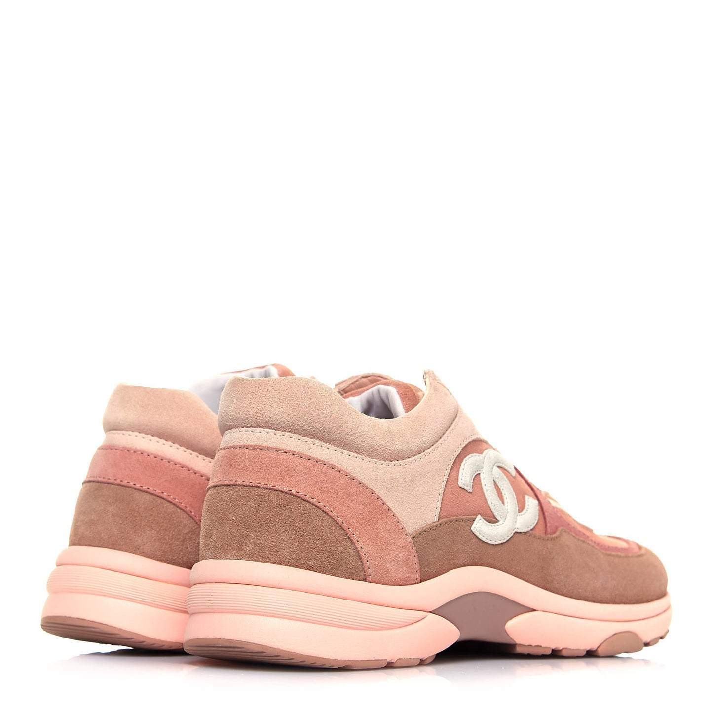 Nylon Lambskin Suede Calfskin CC Sneakers 39 Pink
