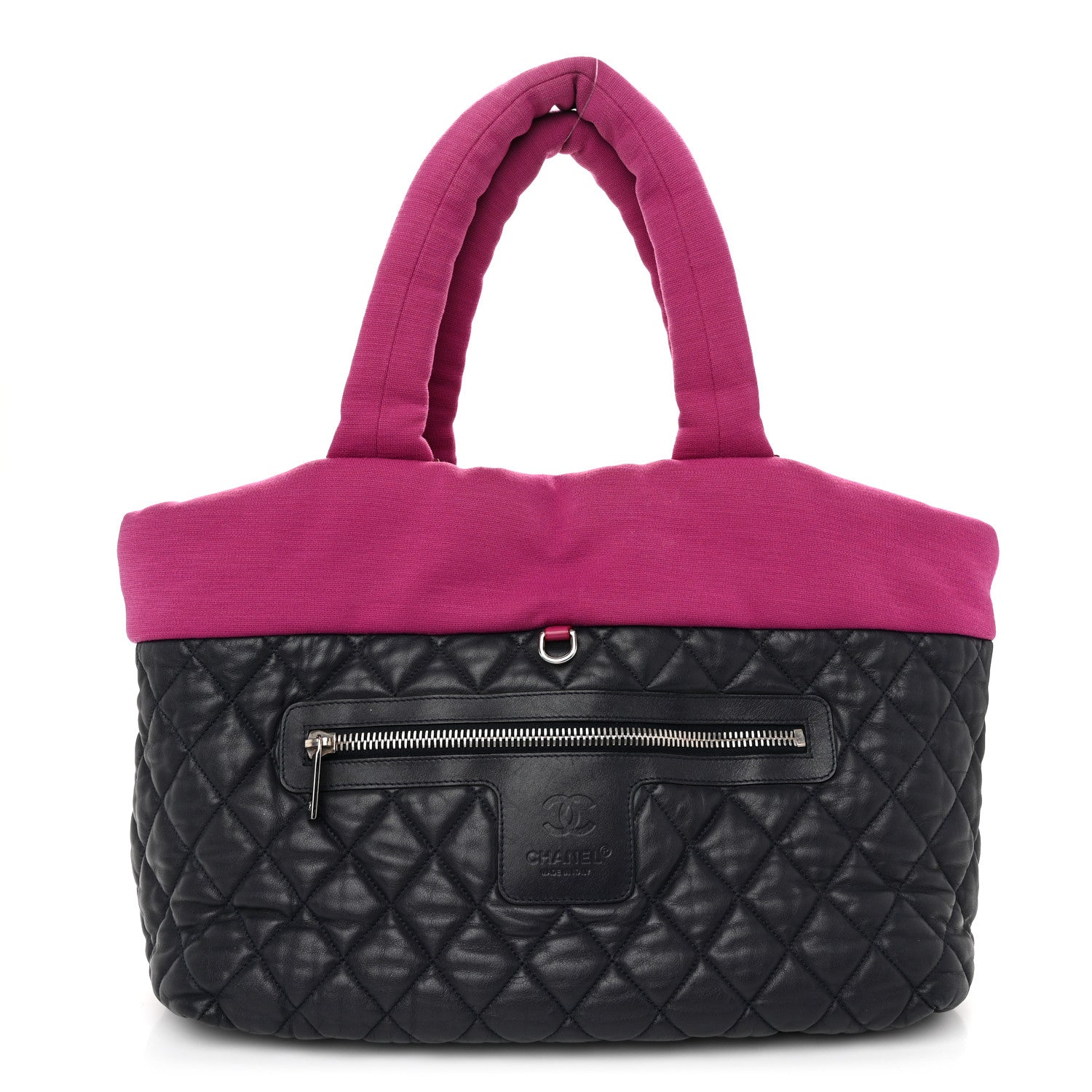 Chanel Lambskin Jersey Quilted Medium Coco Cocoon Reversible Tote Navy Fuchsia 1 of 19