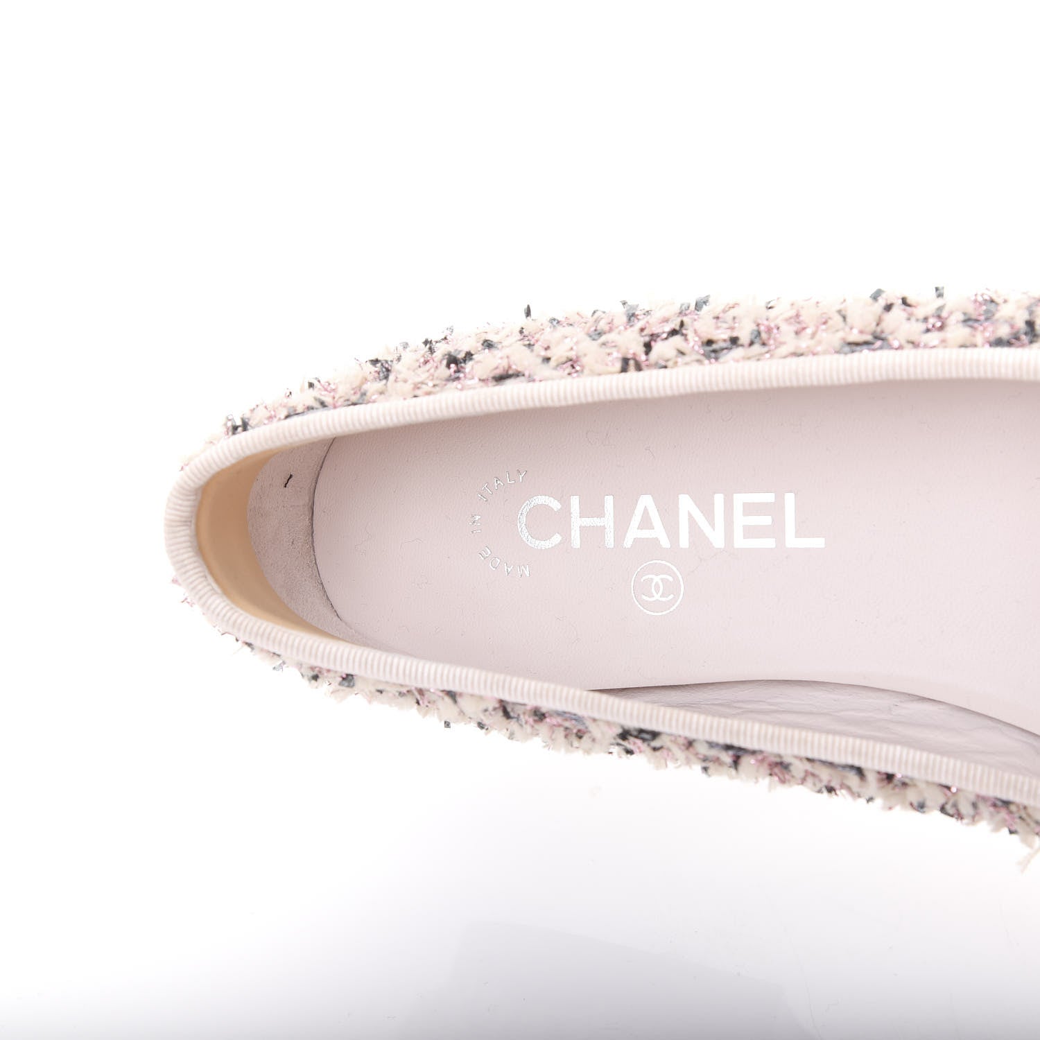 Chanel Tweed Patent Calfskin Cap Toe Ballerina Flats 41 Pink Black 7 of 9