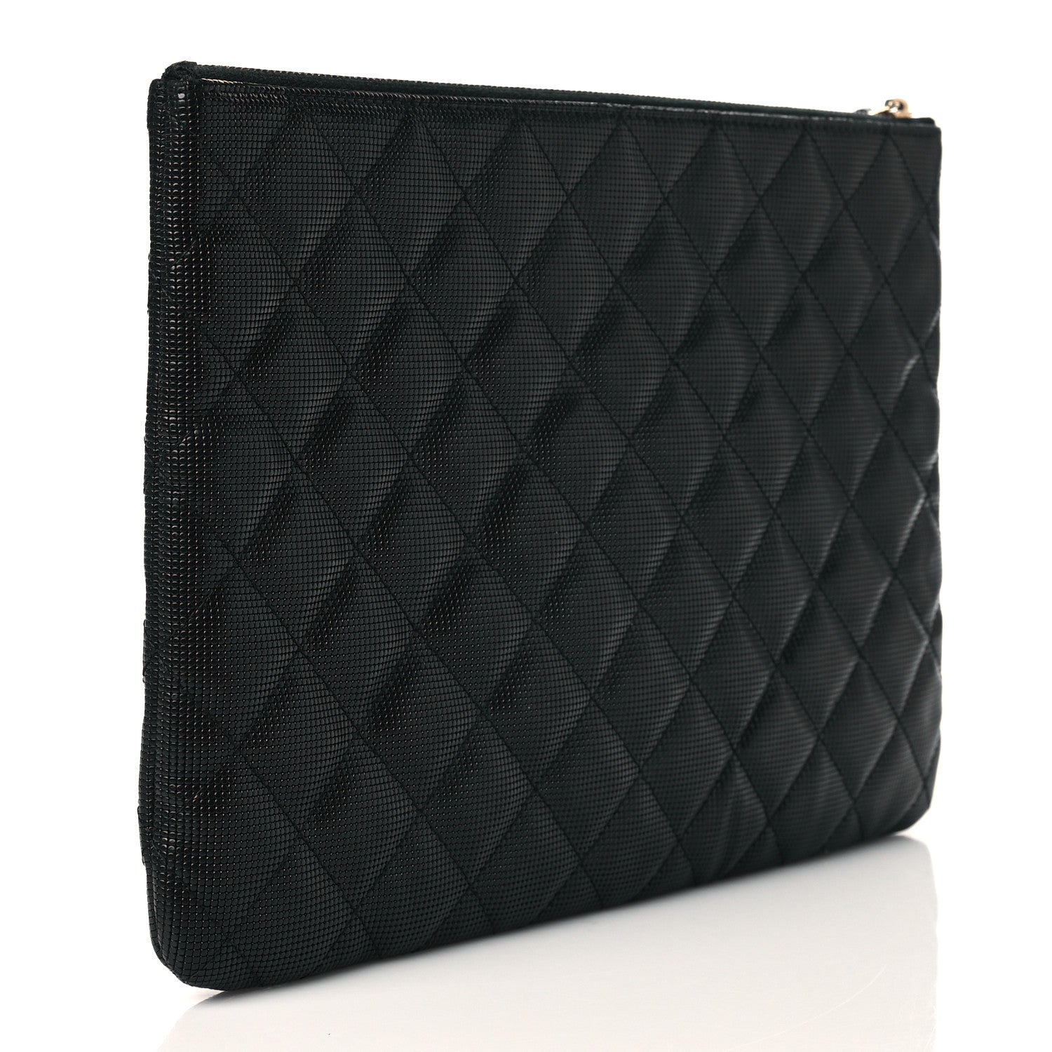 Chanel Calfskin Quilted Pixel Effect Medium Cosmetic Case Black 3 of 10