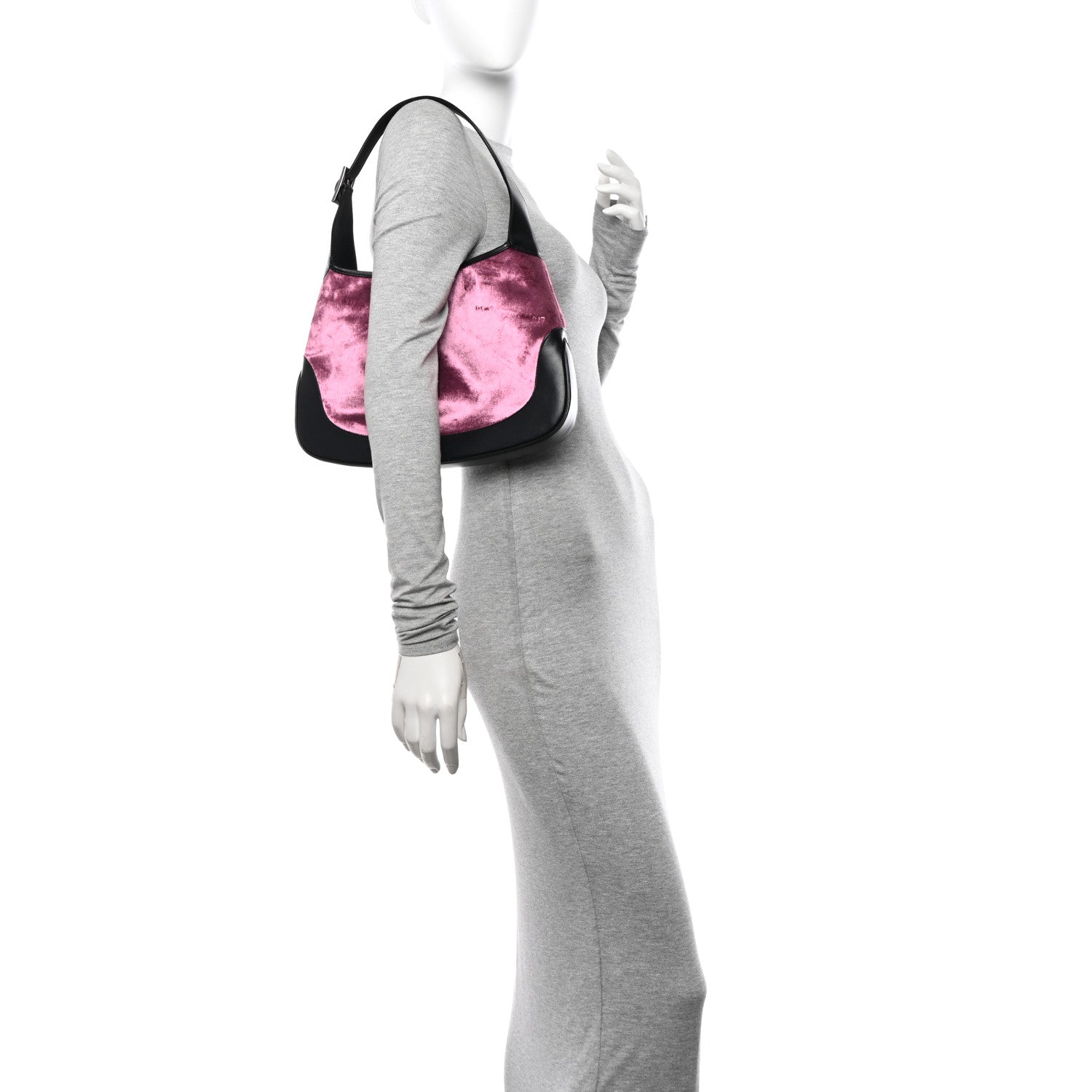 Gucci Velvet Calfskin Jackie O Hobo Pink Black 2 of 10