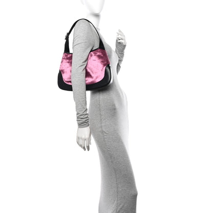 Gucci Velvet Calfskin Jackie O Hobo Pink Black 2 of 10