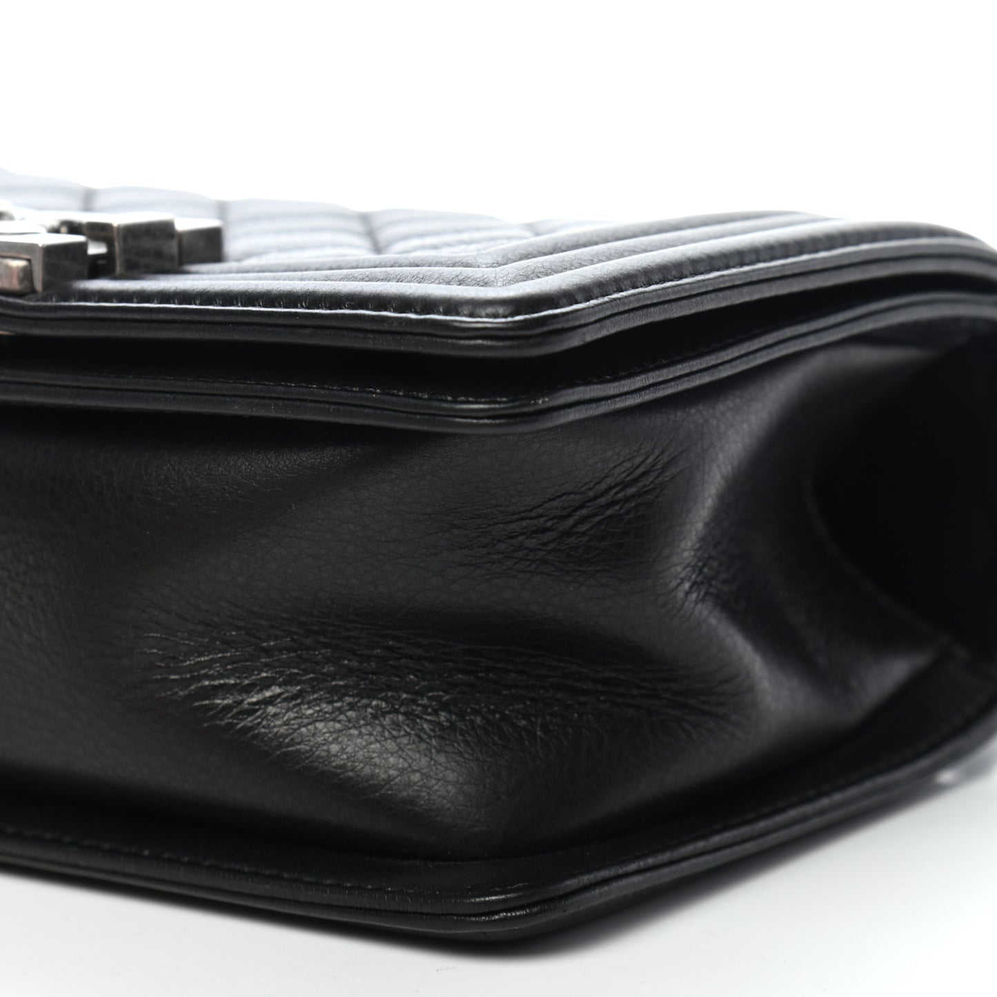 Calfskin Quilted Small Boy Flap Black
