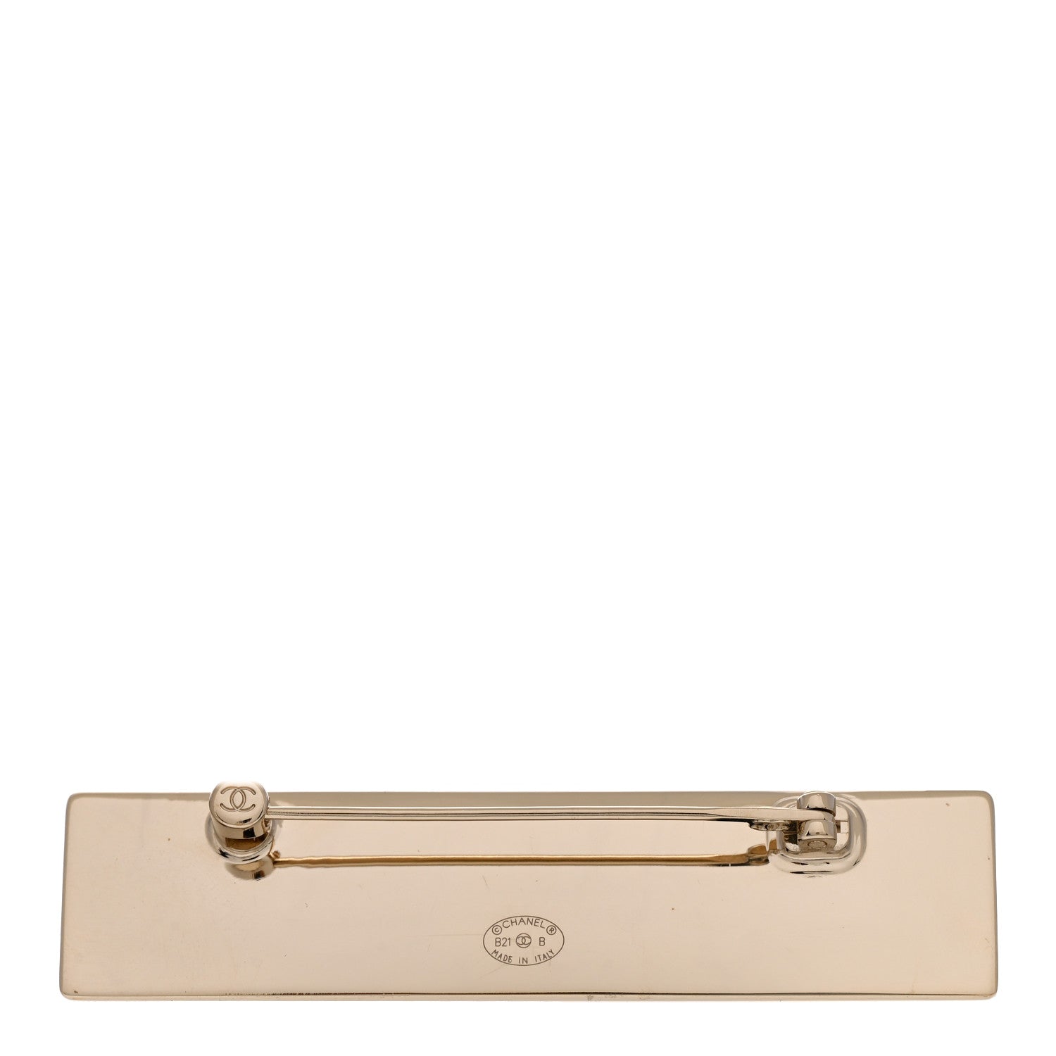 Chanel Metal Enamel Logo Brooch Gold 3 of 4