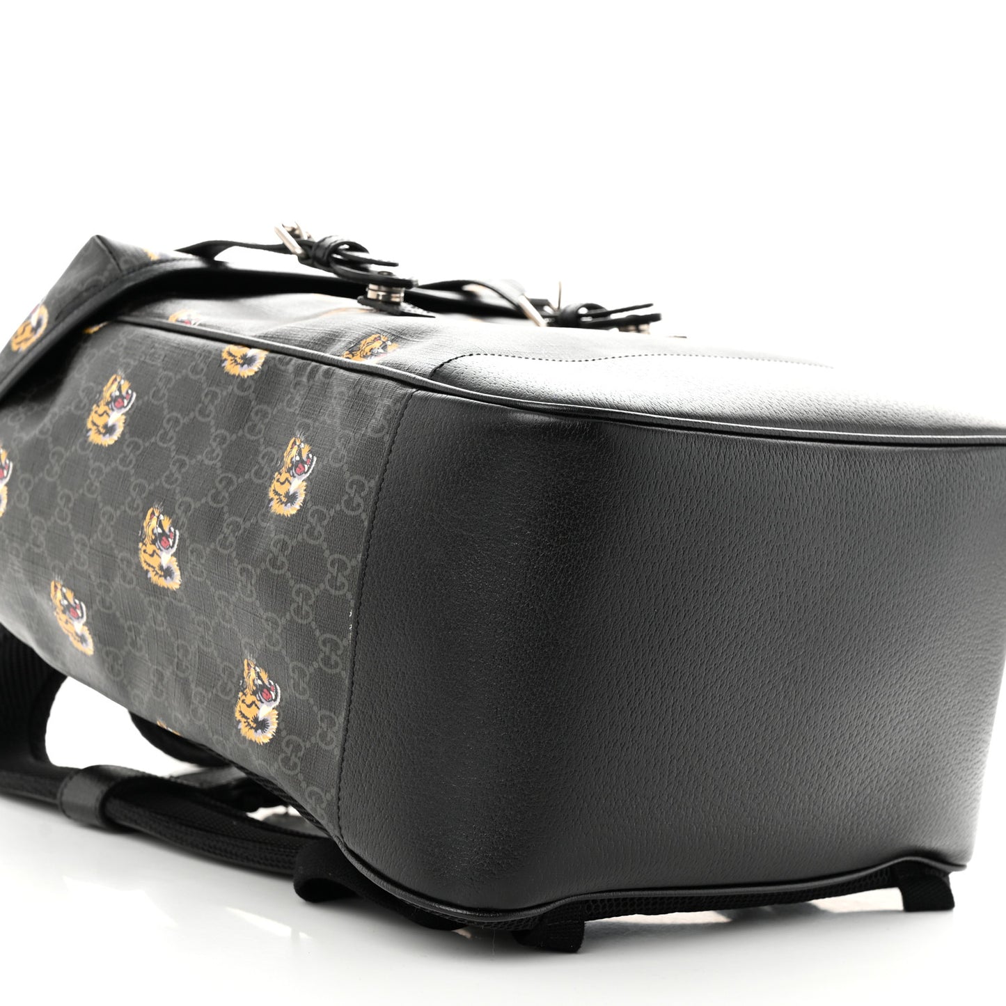 GG Supreme Monogram Azalea Calfskin Tigers Medium Retro Interlocking G Backpack Black