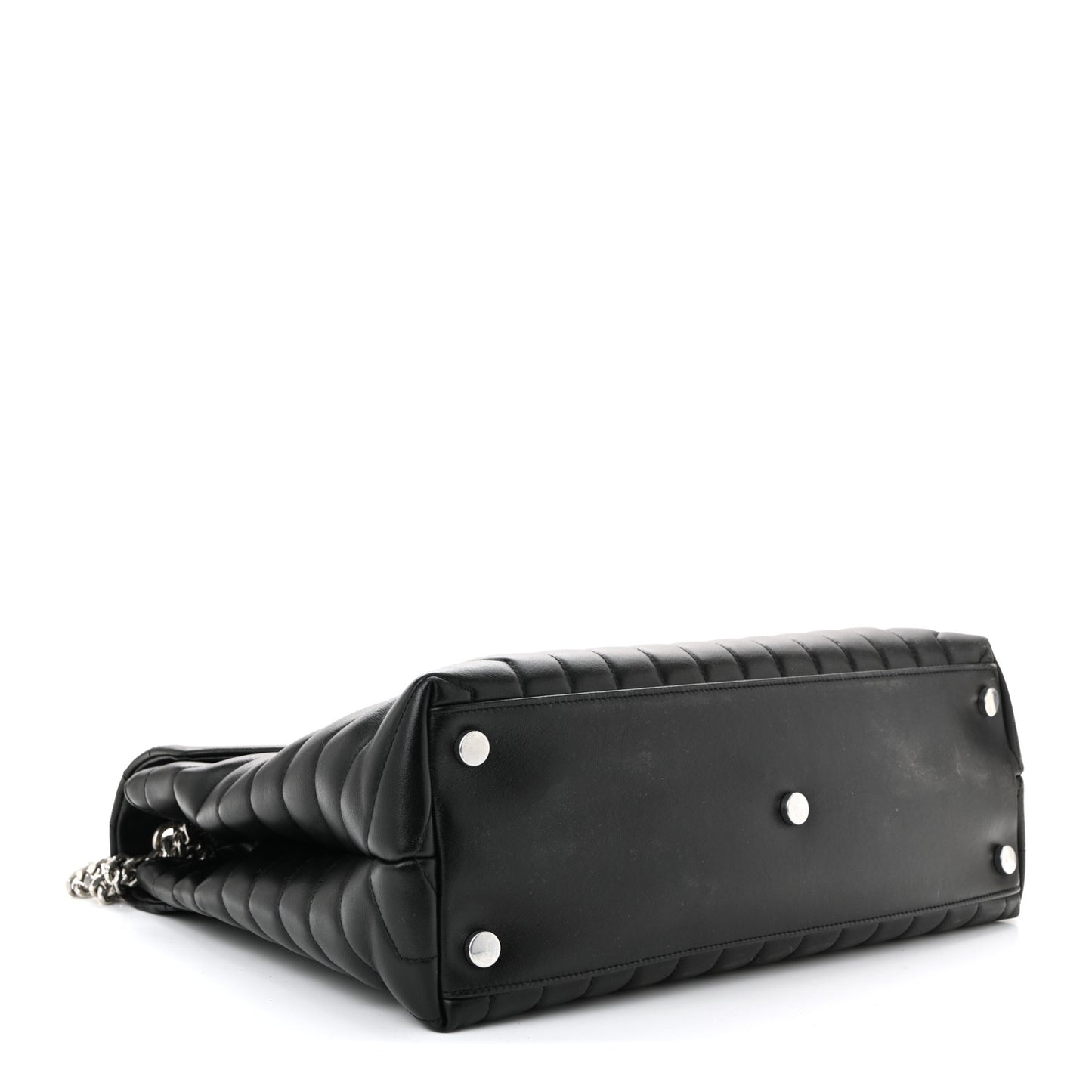 Calfskin Y Quilted Monogram Large Loulou Chain Satchel Black