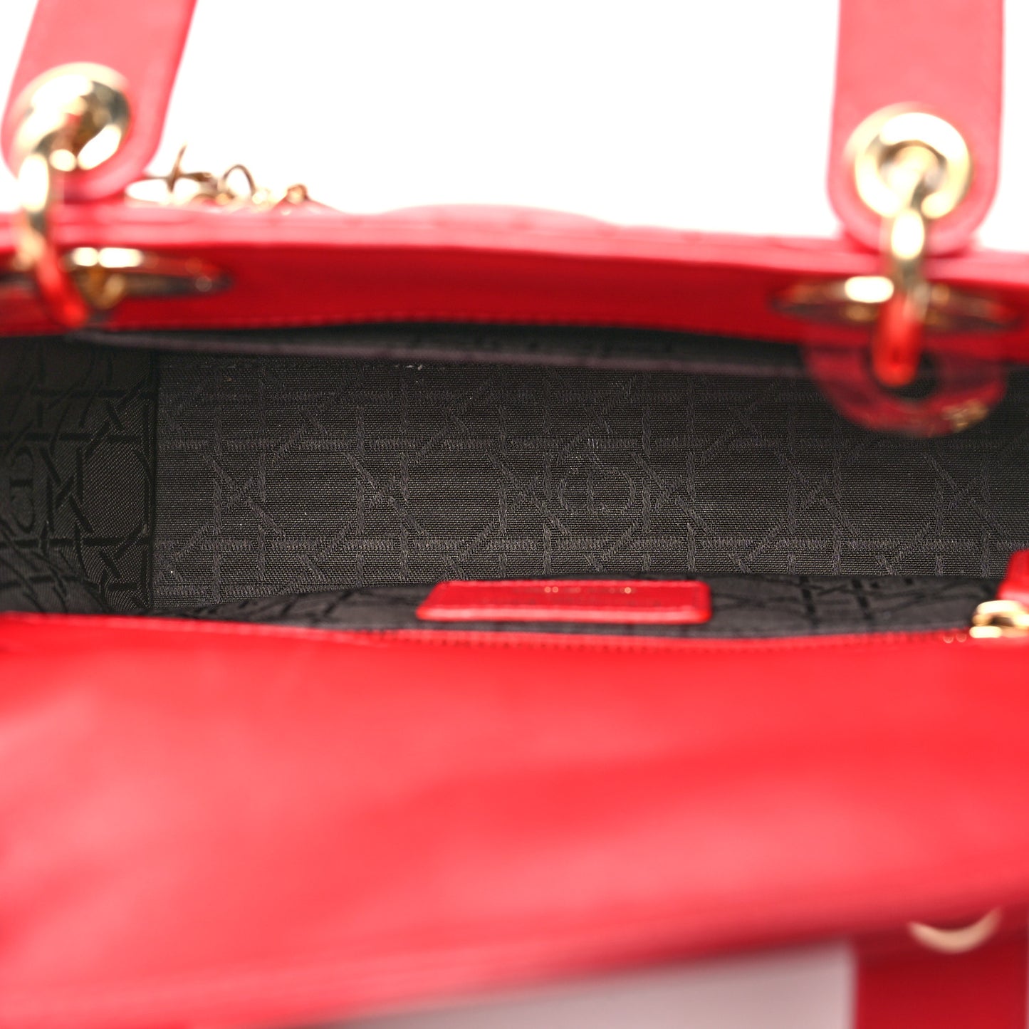Lambskin Cannage Small Lucky Badges My Lady Dior Red