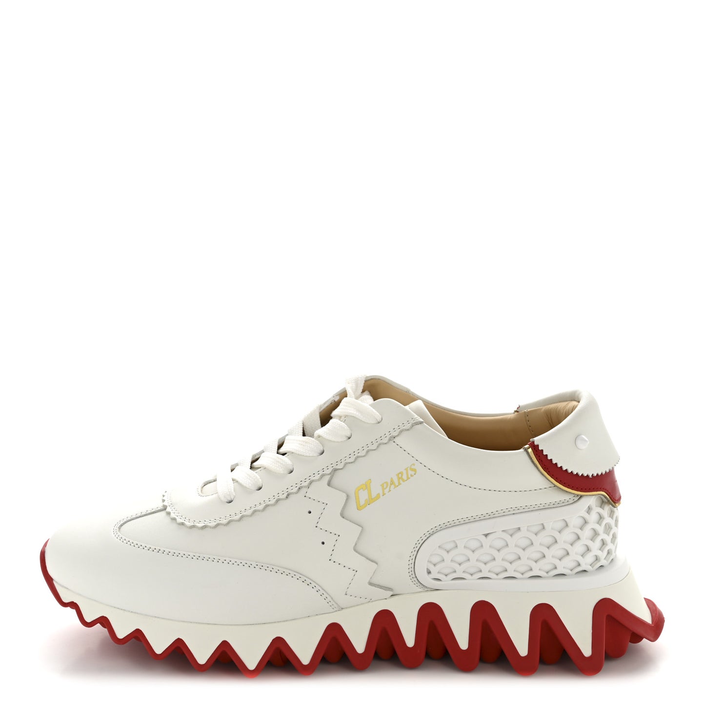 Calfskin Neoprene Womens Loubishark Sneakers 40.5 White