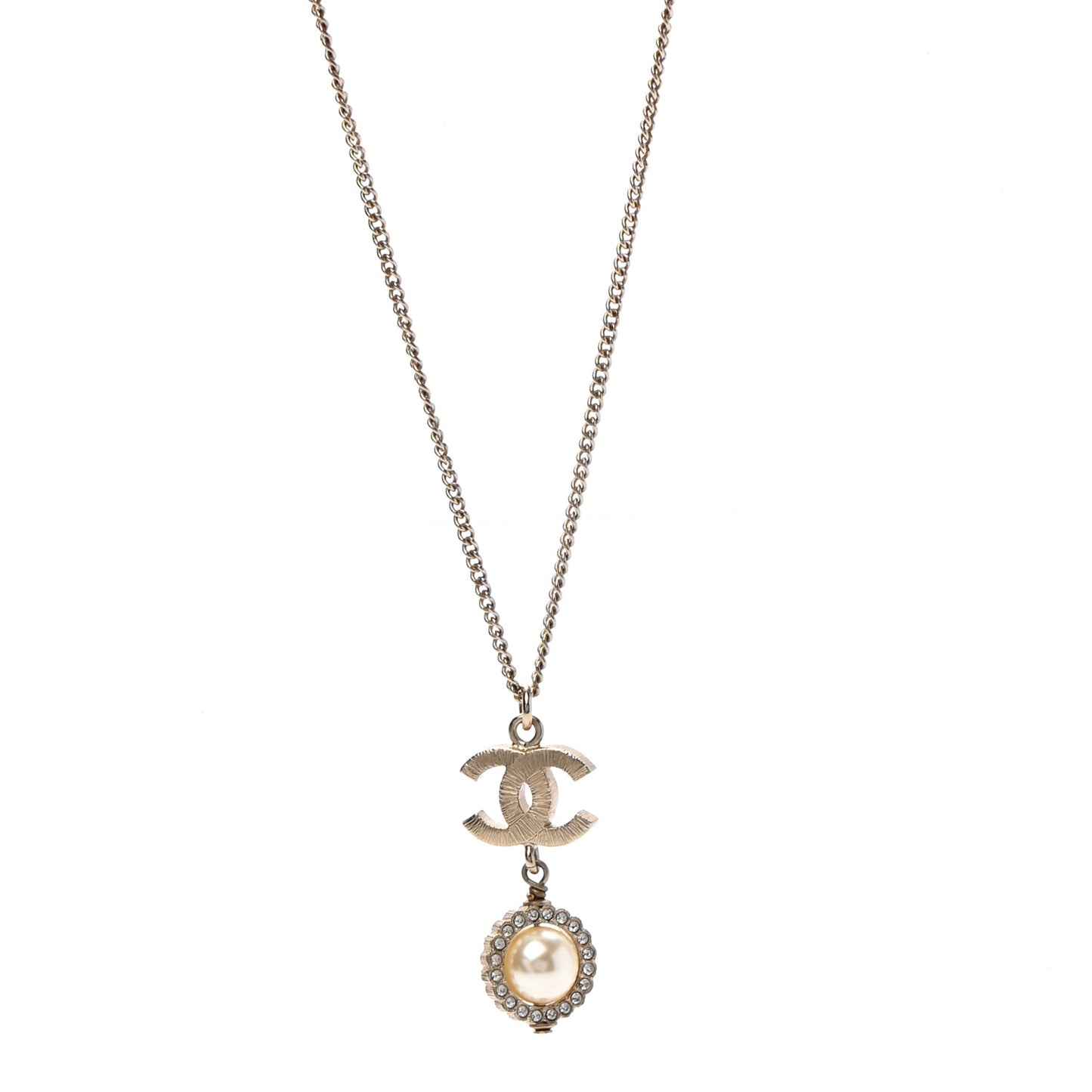 Crystal Pearl CC Lace Camellia Necklace Gold