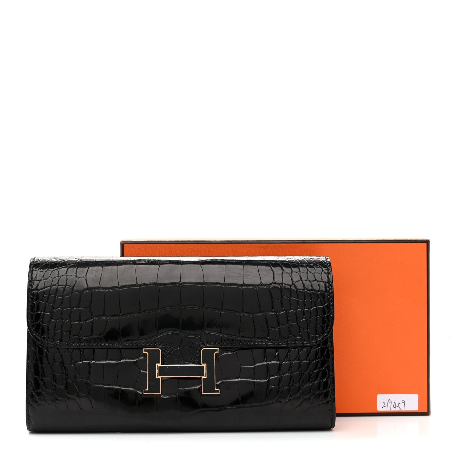 Hermes Shiny Alligator Enamel Constance Long Wallet To Go Black 10 of 10