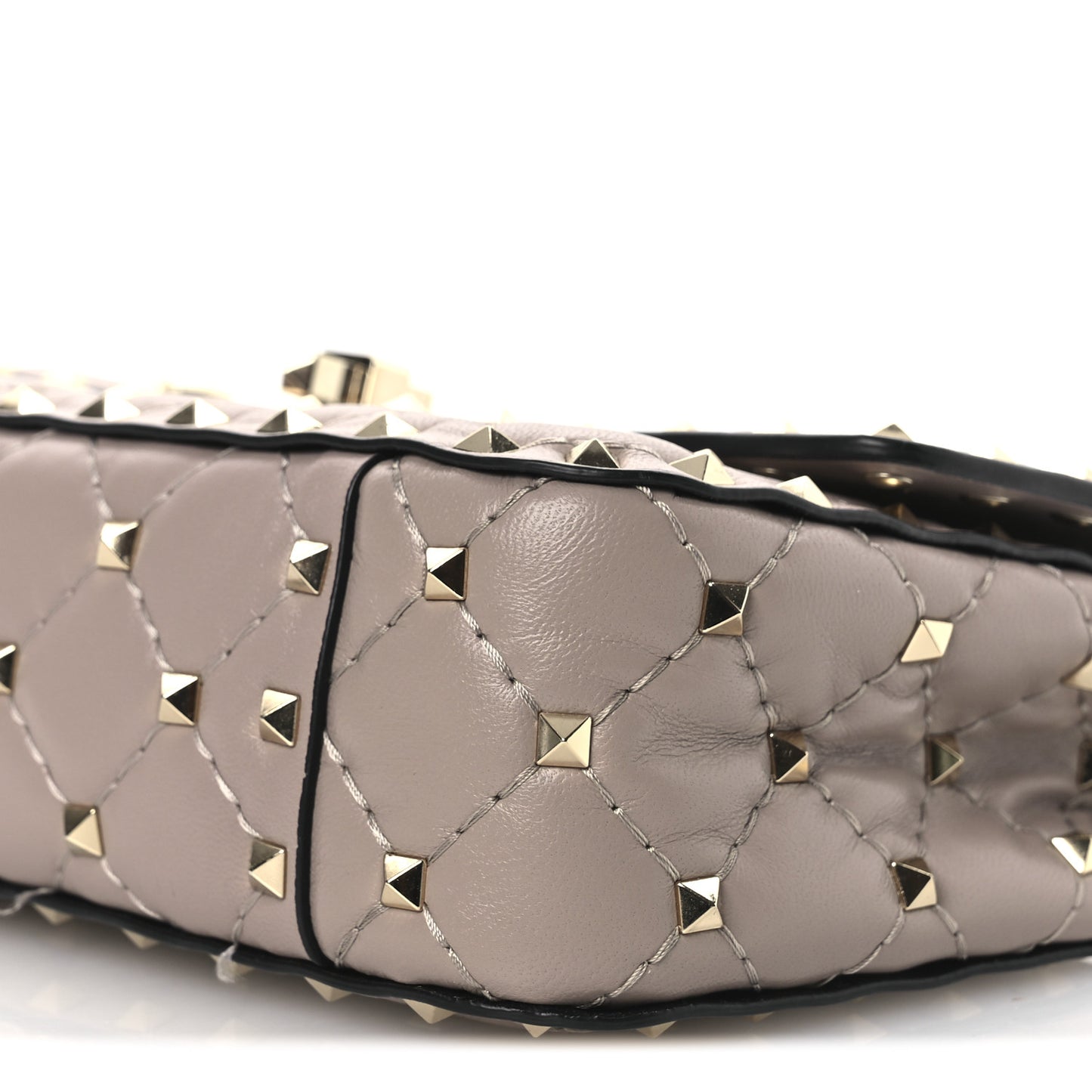 Lambskin Small Rockstud Spike Shoulder Bag Poudre