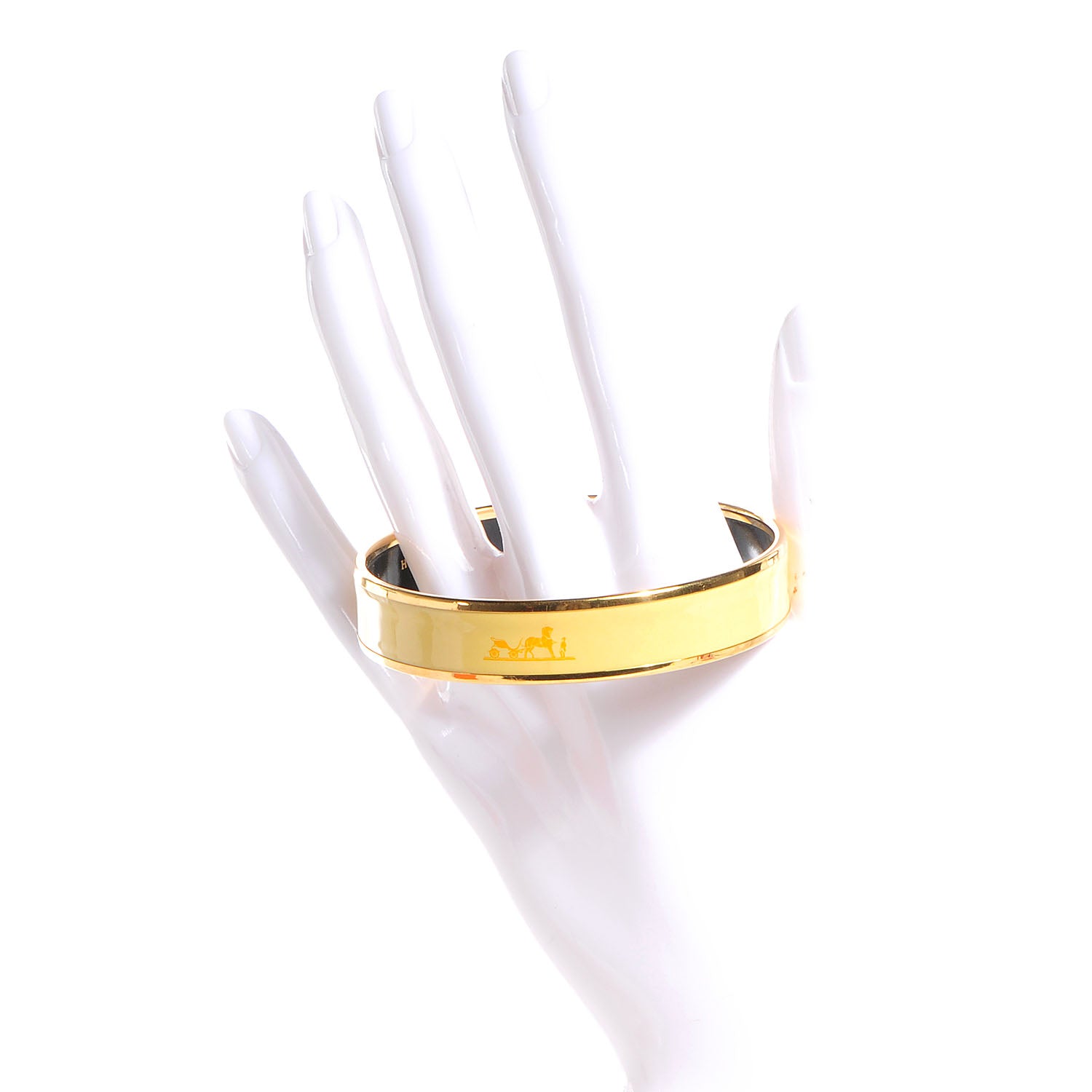 Hermes Enamel Printed Caleche Medium Bracelet 70 Yellow 2 of 6
