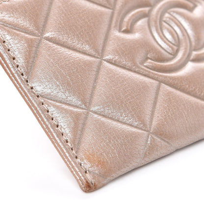 Chanel Metallic Lambskin Quilted Diamond CC Card Holder Beige 9 of 13