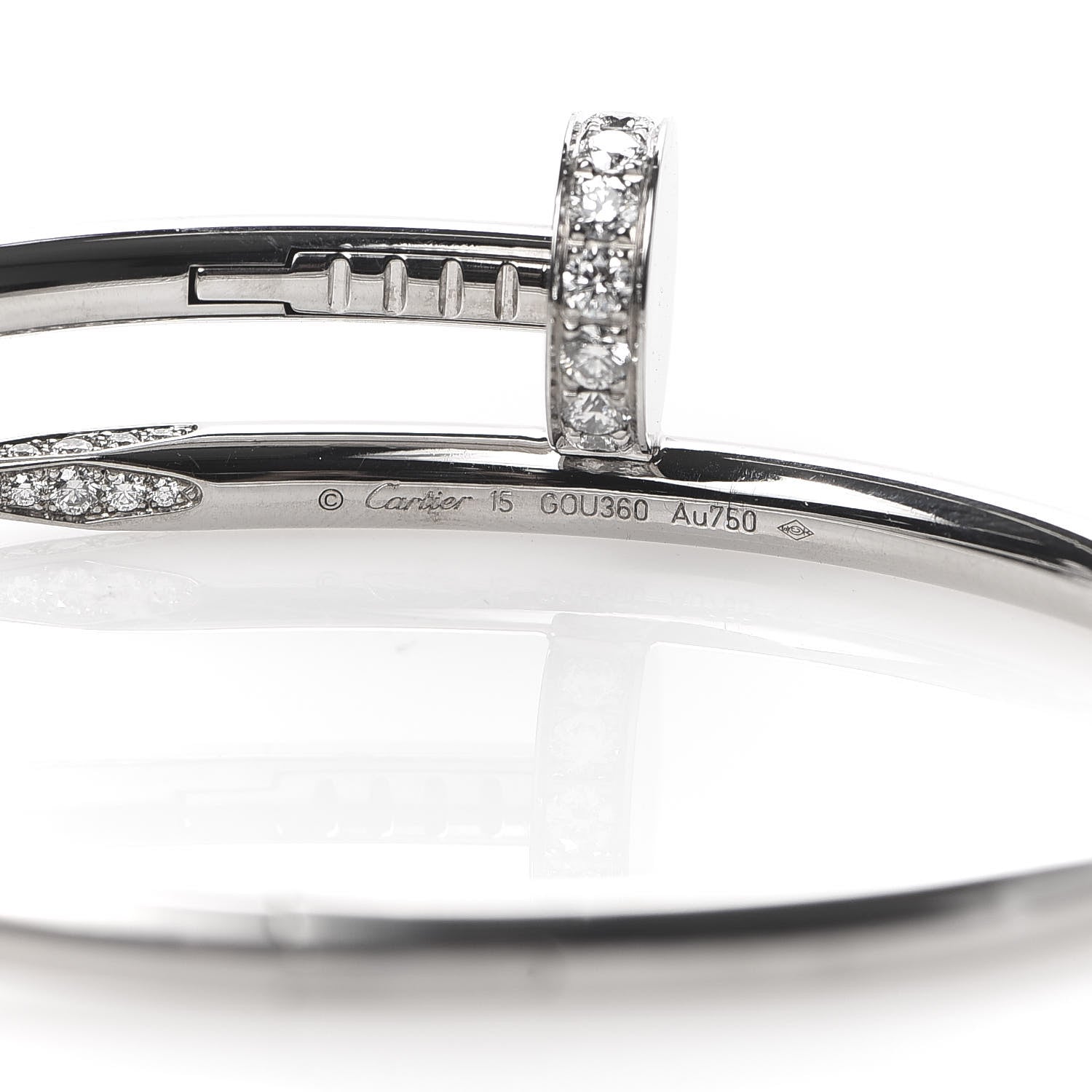 Cartier 18K White Gold Diamond Juste Un Clou Bracelet 15 4 of 6