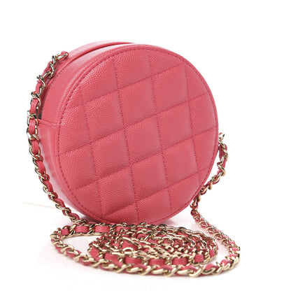 Chanel Caviar Quilted French New Wave Round Clutch With Chain Pink 3 of 11