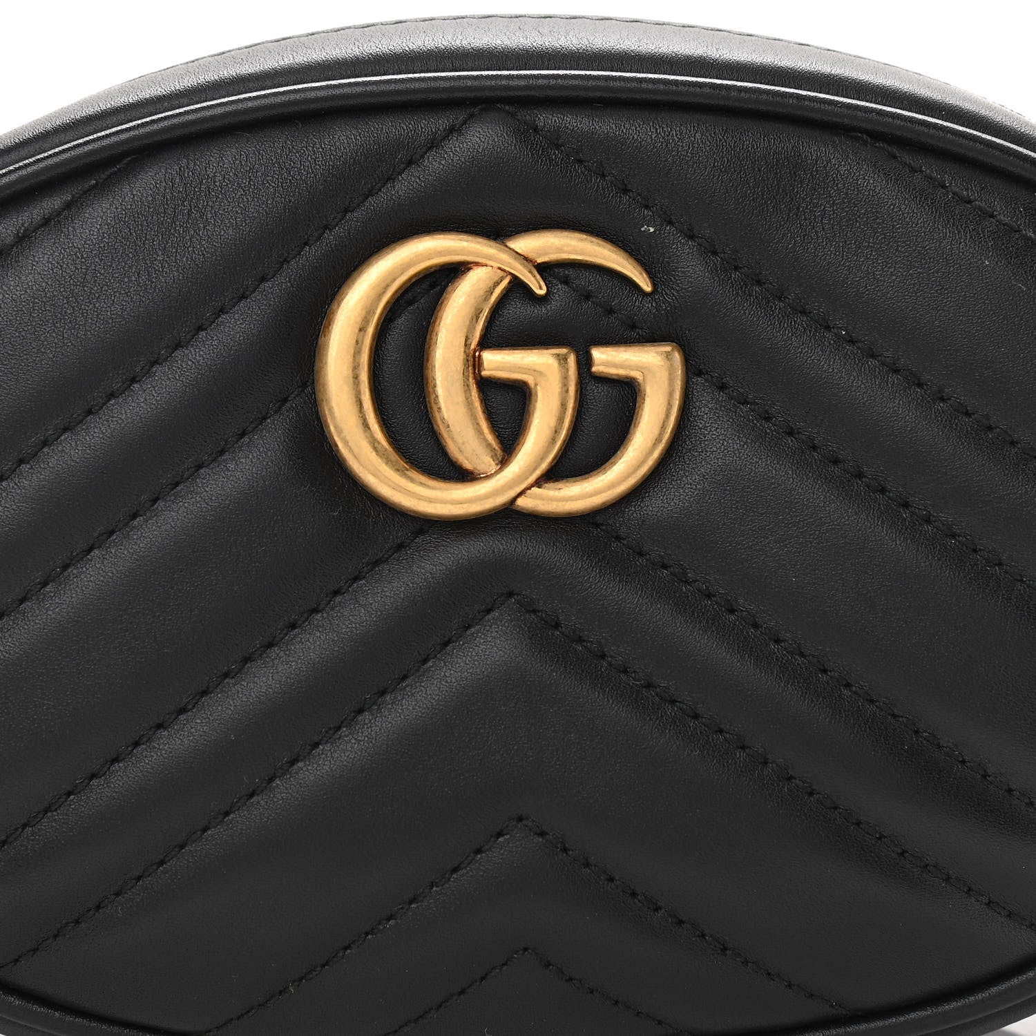 Gucci Calfskin Matelasse GG Marmont Belt Bag 85 34 Black 8 of 13